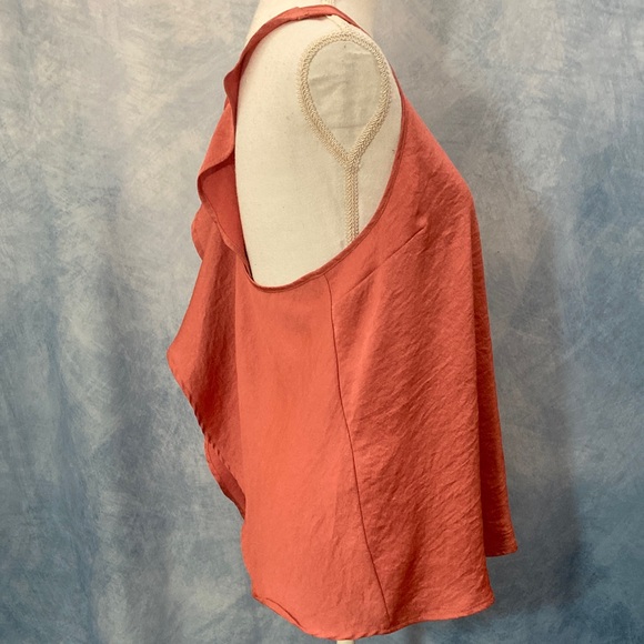 💜2for$35💜 Express Women's Coral Ruffled Cross-Back V-Neck Tank Top Lightweight - Picture 4 of 11
